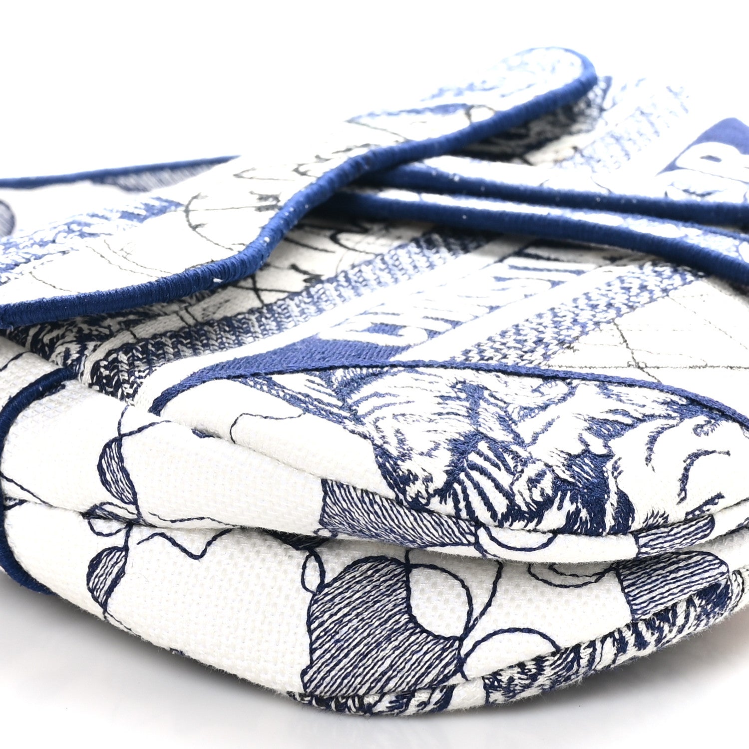 Christian Dior Canvas Embroidered Around the World Saddle Bag Blue 9 of 10