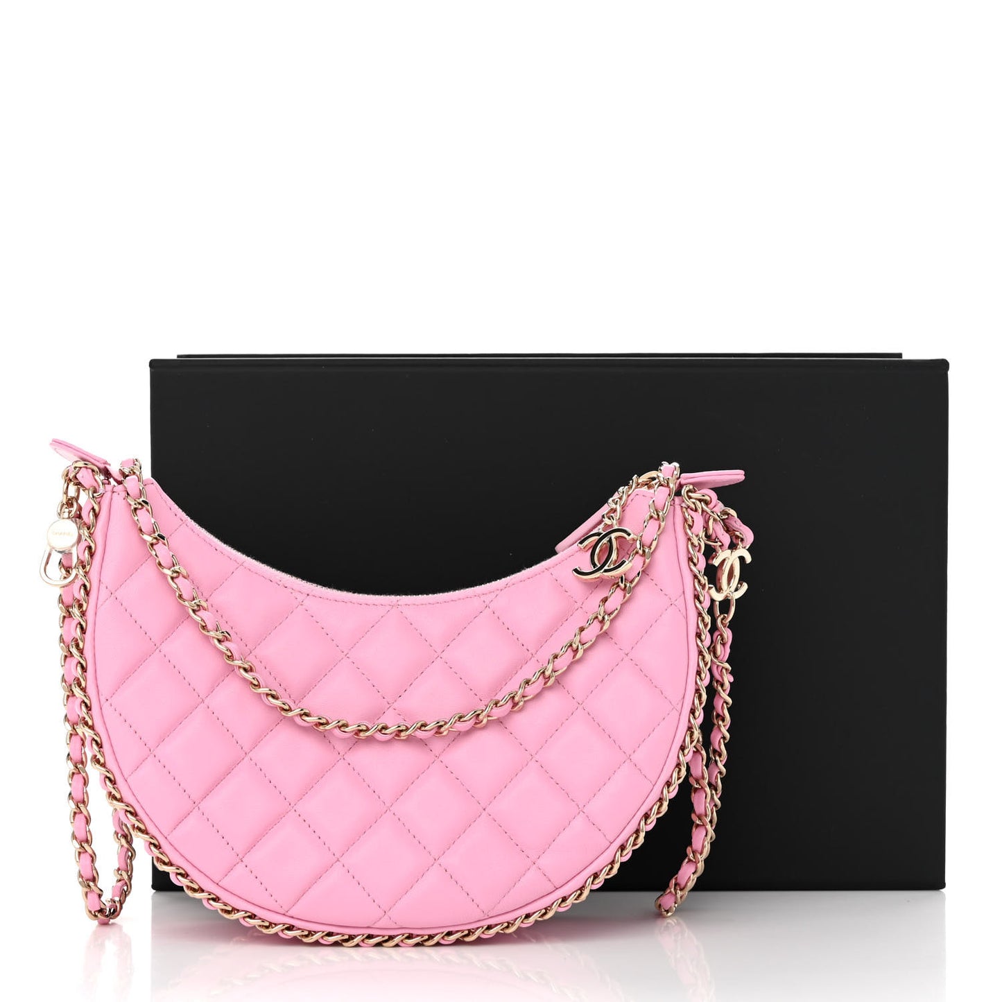 Lambskin Quilted Small Hobo Bag Pink
