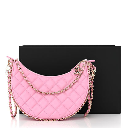 Chanel Lambskin Quilted Small Hobo Bag Pink 11 of 11