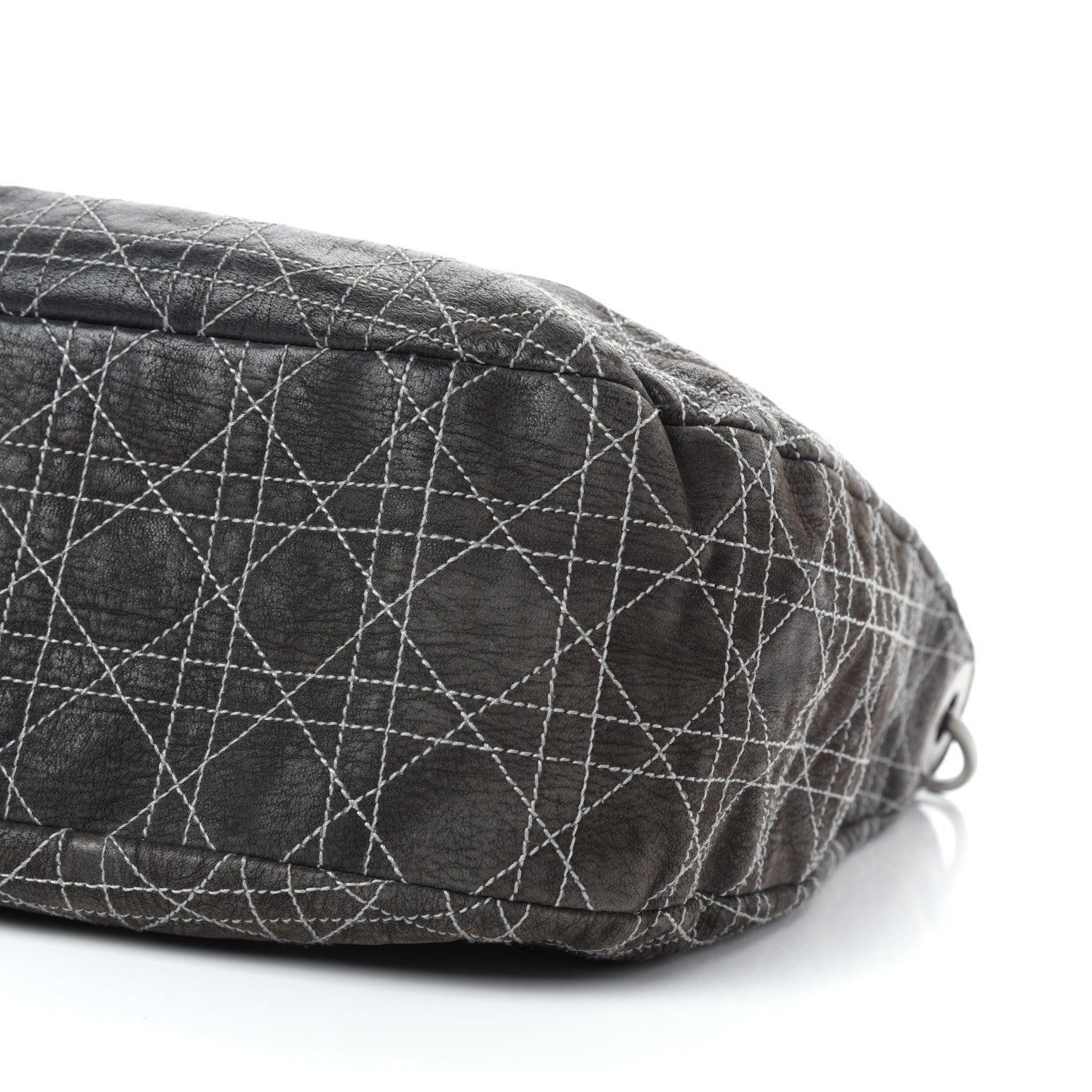 Christian Dior Goatskin Cannage Medium Lady Dior Hobo Gray 9 of 10