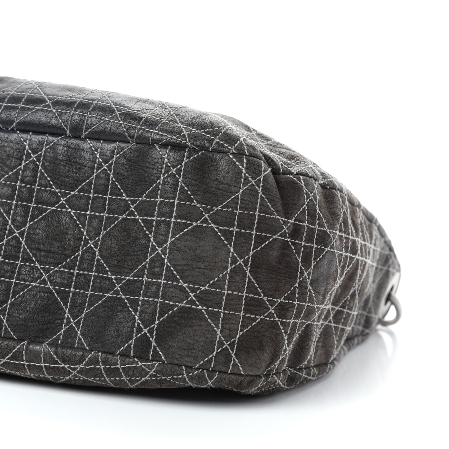 Goatskin Cannage Medium Lady Dior Hobo Gray