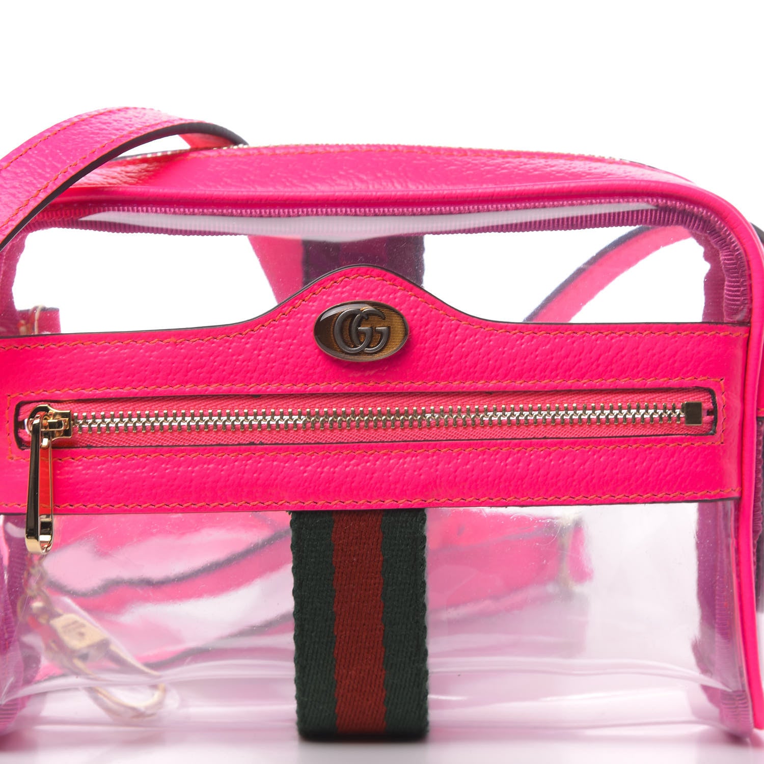 Gucci Vinyl Web Mini Ophidia Transparent Shoulder Bag Fluorescent Fuchsia 8 of 11