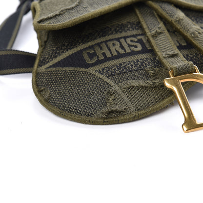 Christian Dior Canvas Embroidered Camouflage Saddle Belt Bag Green 8 of 10