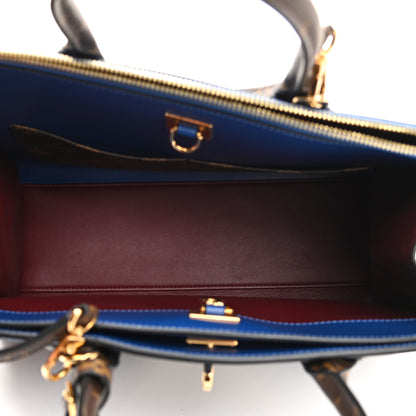 Louis Vuitton Calfskin Monogram City Steamer MM Blue Burgundy White 4 of 12