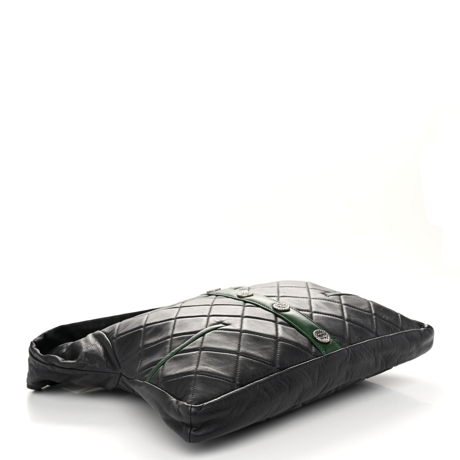 Chanel Lambskin Quilted Small Girl Bag Black Green 4 of 10