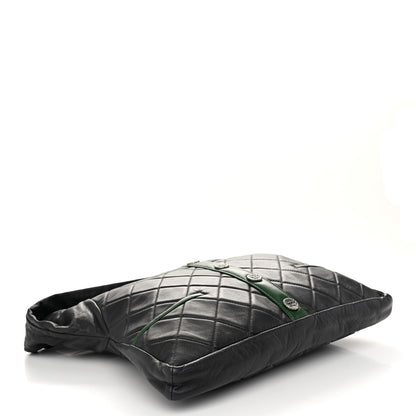 Chanel Lambskin Quilted Small Girl Bag Black Green 4 of 10