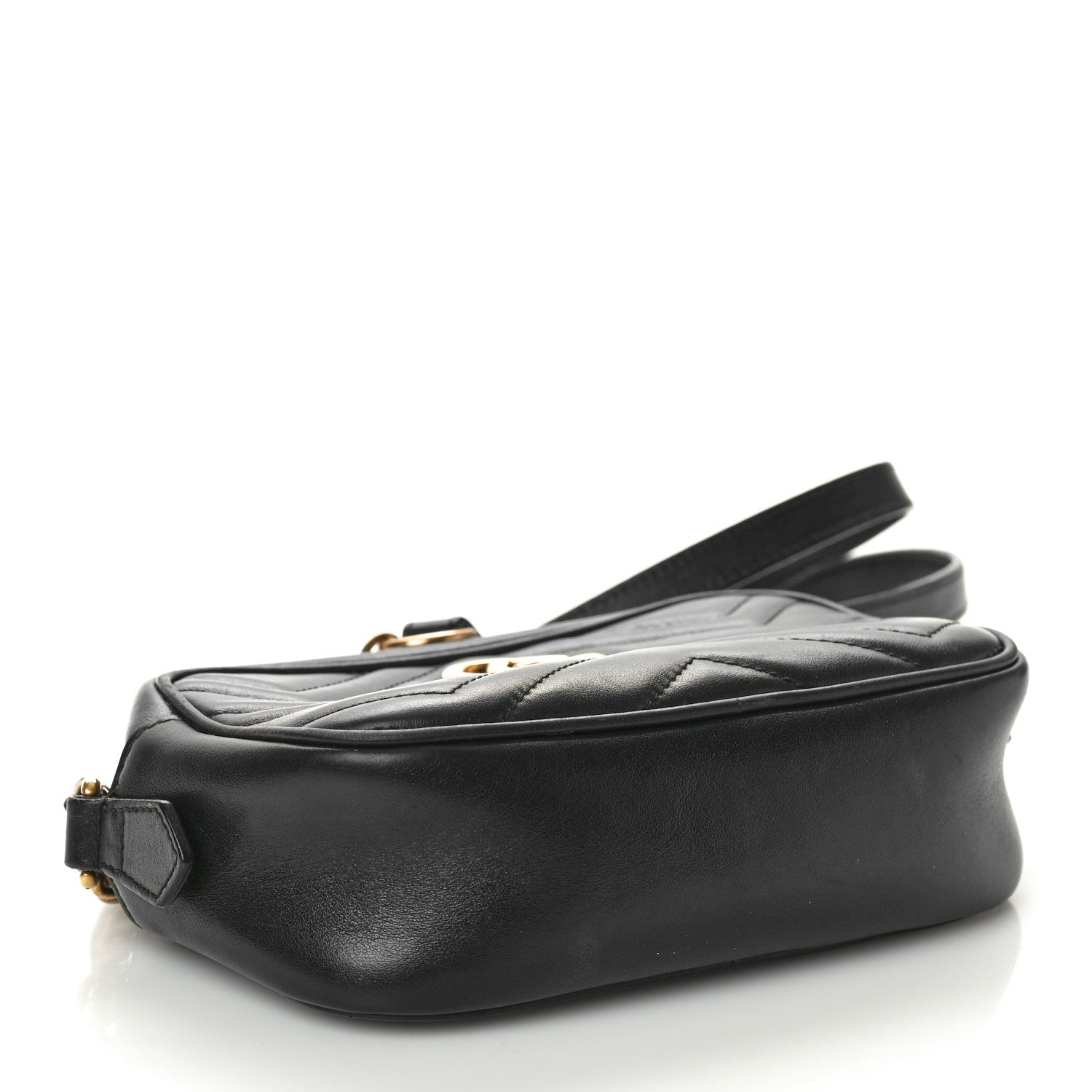 Gucci Calfskin Matelasse Mini GG Marmont Chain Shoulder Bag Black 4 of 17