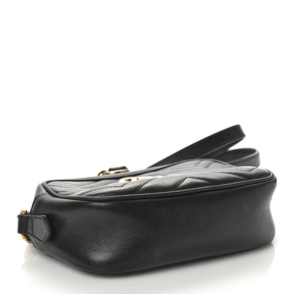 Gucci Calfskin Matelasse Mini GG Marmont Chain Shoulder Bag Black 4 of 17
