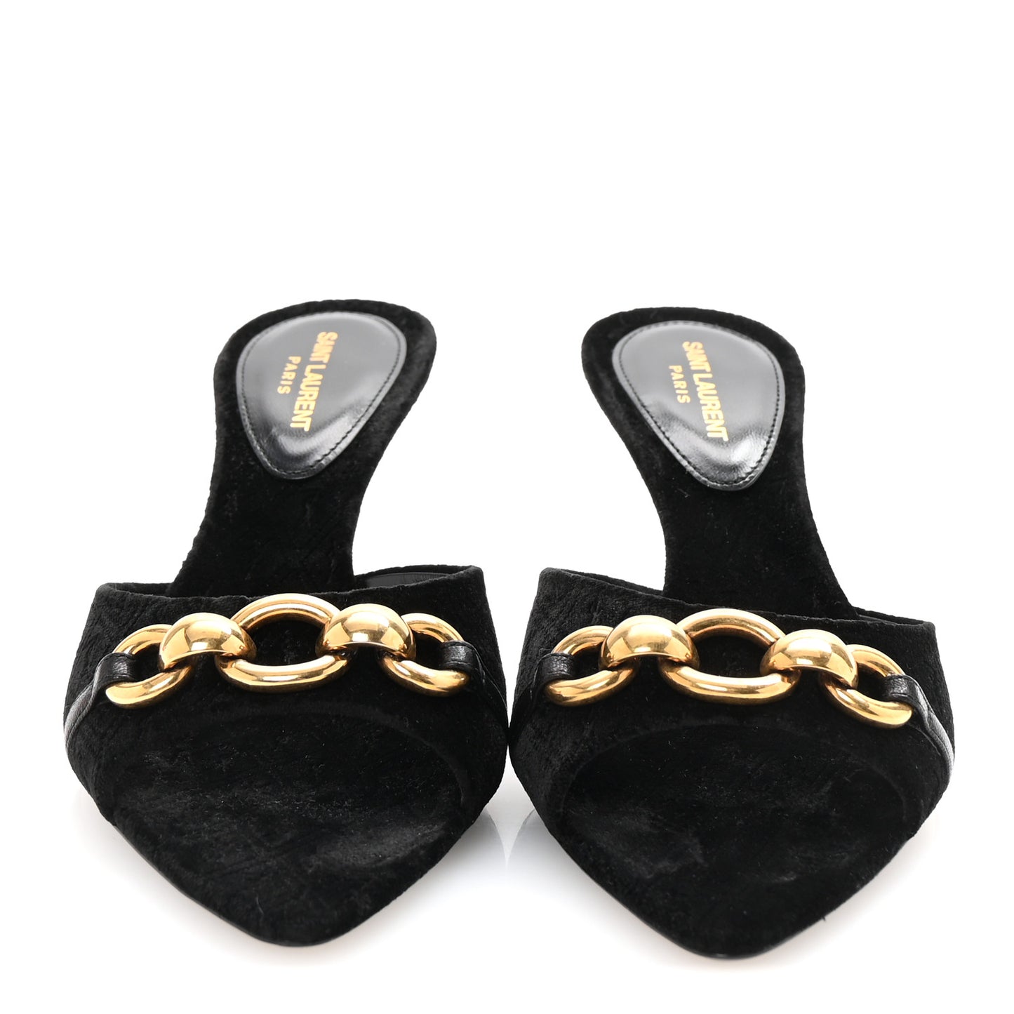 Velour All-Over Monogram Le Maillon 60 Mules 35 Black