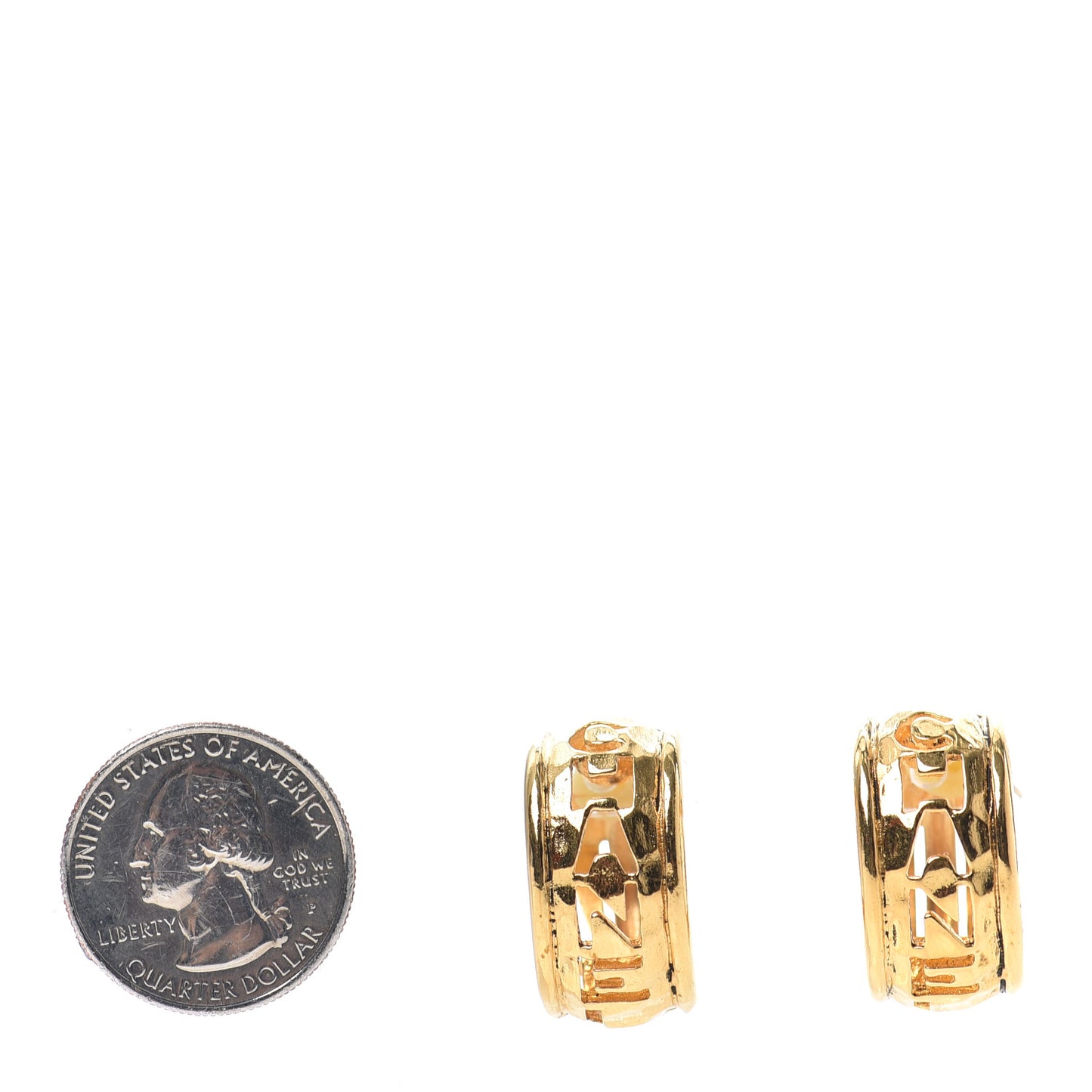 Metal Logo Hoop Clip On Earrings Gold