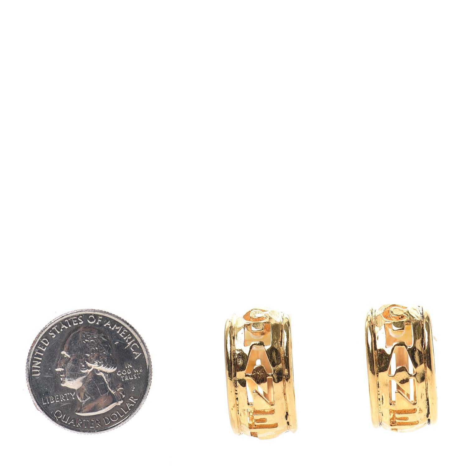 Chanel Metal Logo Hoop Clip On Earrings Gold 2 of 4