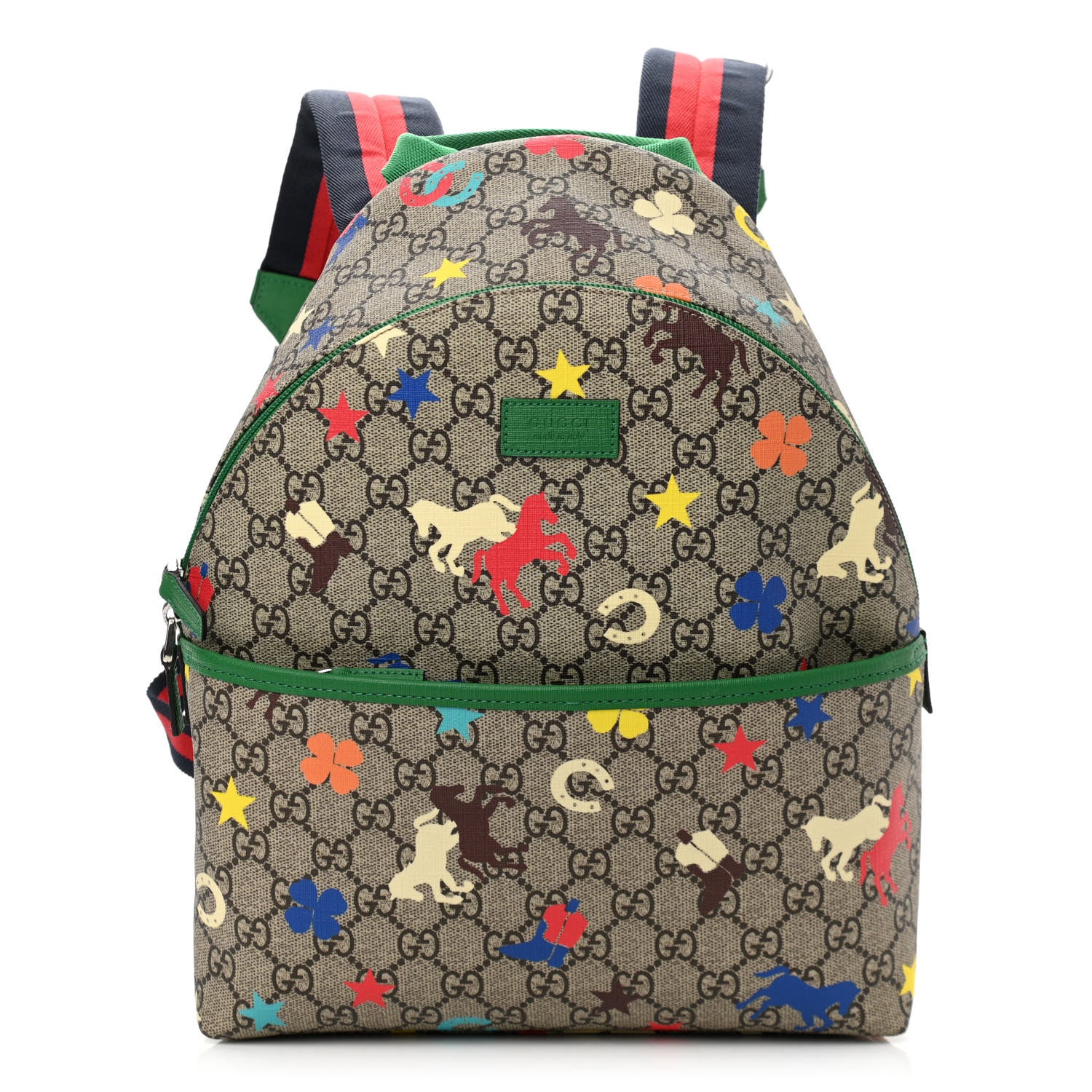 Gucci GG Supreme Monogram Ranch Childrens Backpack Beige Ebony Multicolor New Shamarock 1 of 10