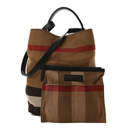 Burberry Canvas Mega Check Medium Ashby Hobo Black 1 of 15