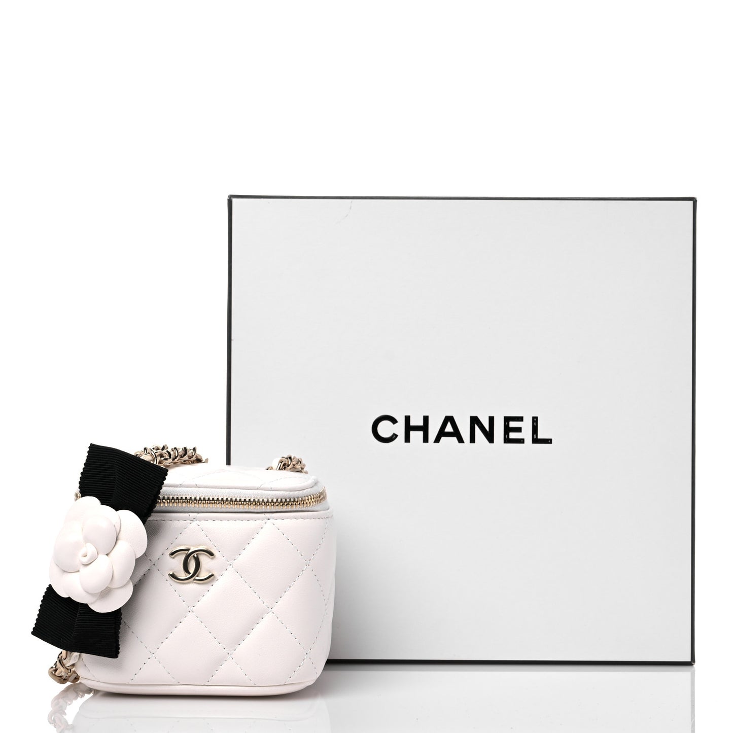 Lambskin Quilted My Chanel Lady Vanity Case With Chain White
