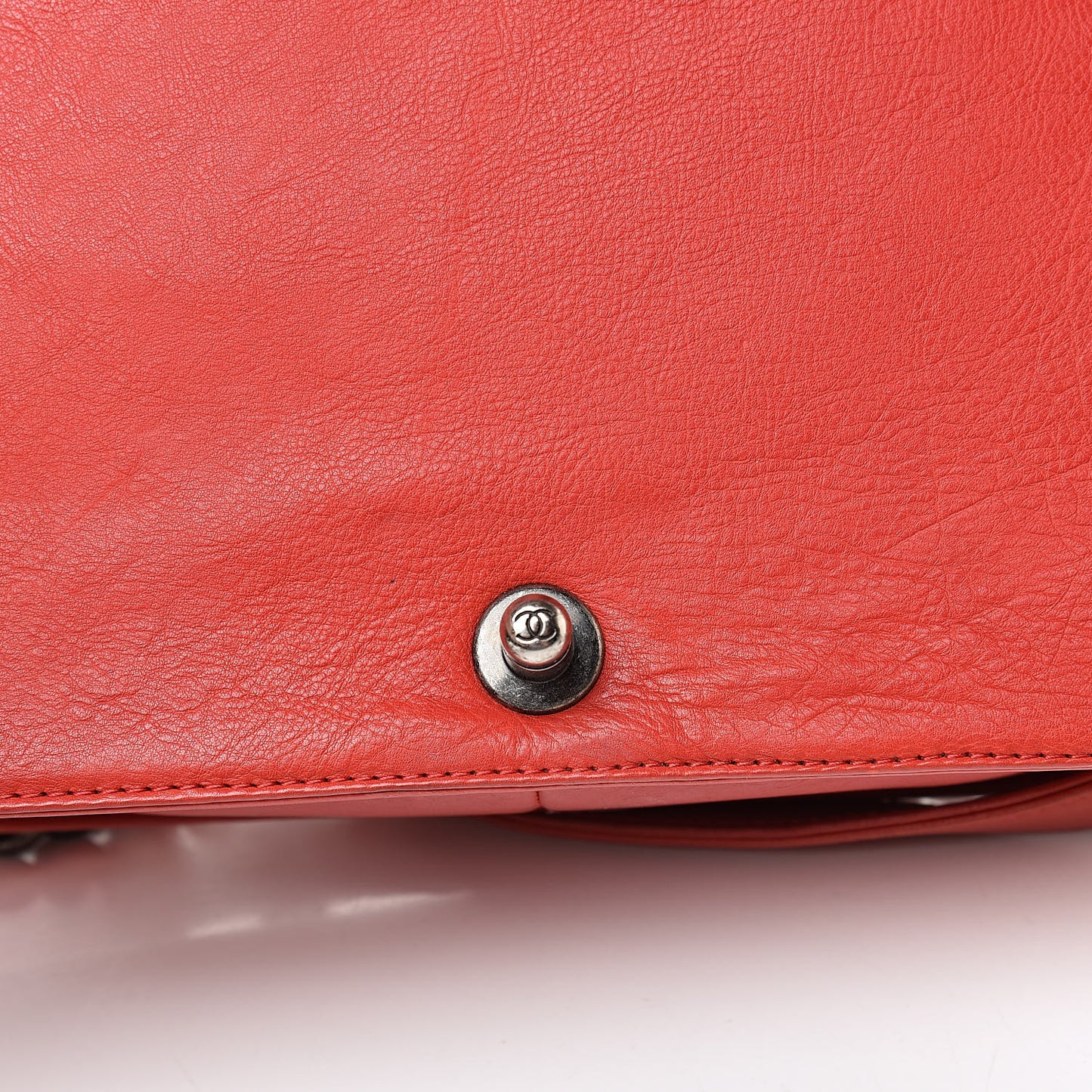 Calfskin Quilted Double Stitch Medium Boy Flap Red