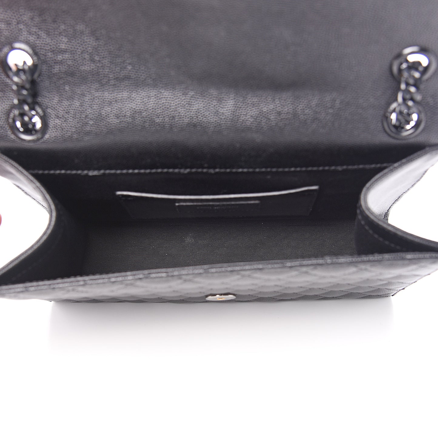 Grain De Poudre Textured Mixed Matelasse Triquilt Medium Monogram Satchel Black
