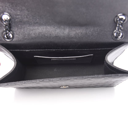 Saint Laurent Grain De Poudre Textured Mixed Matelasse Triquilt Medium Monogram Satchel Black 4 of 9