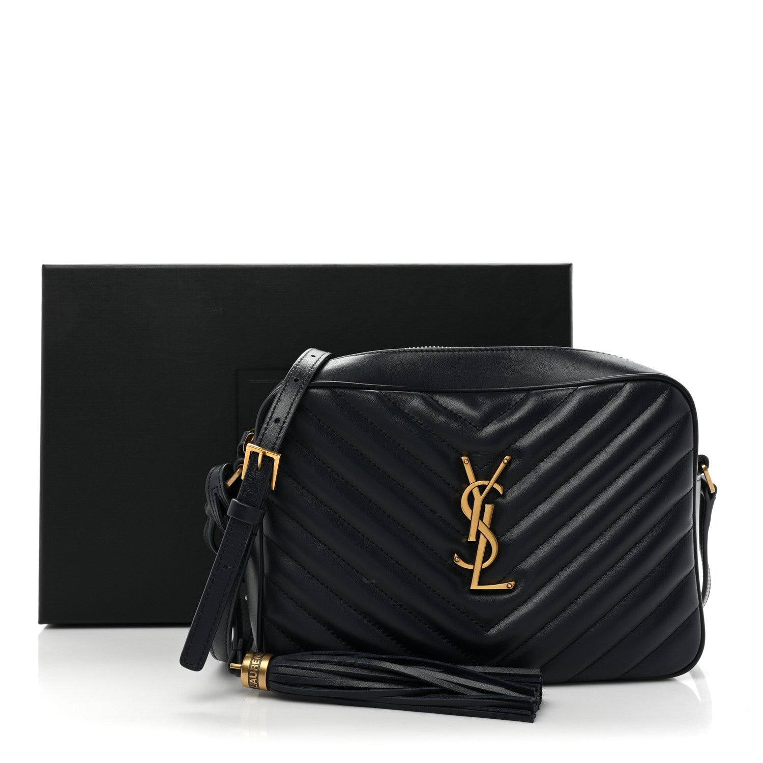 Saint Laurent Calfskin Matelasse Monogram Lou Camera Bag Deep Marine 14 of 14