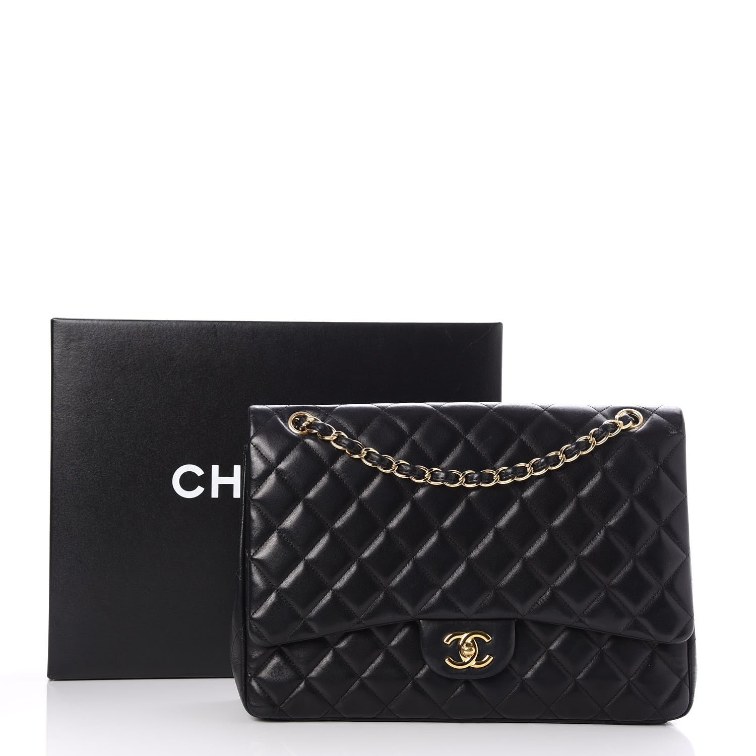 Chanel Lambskin Quilted Maxi Single Flap Black 9 of 9