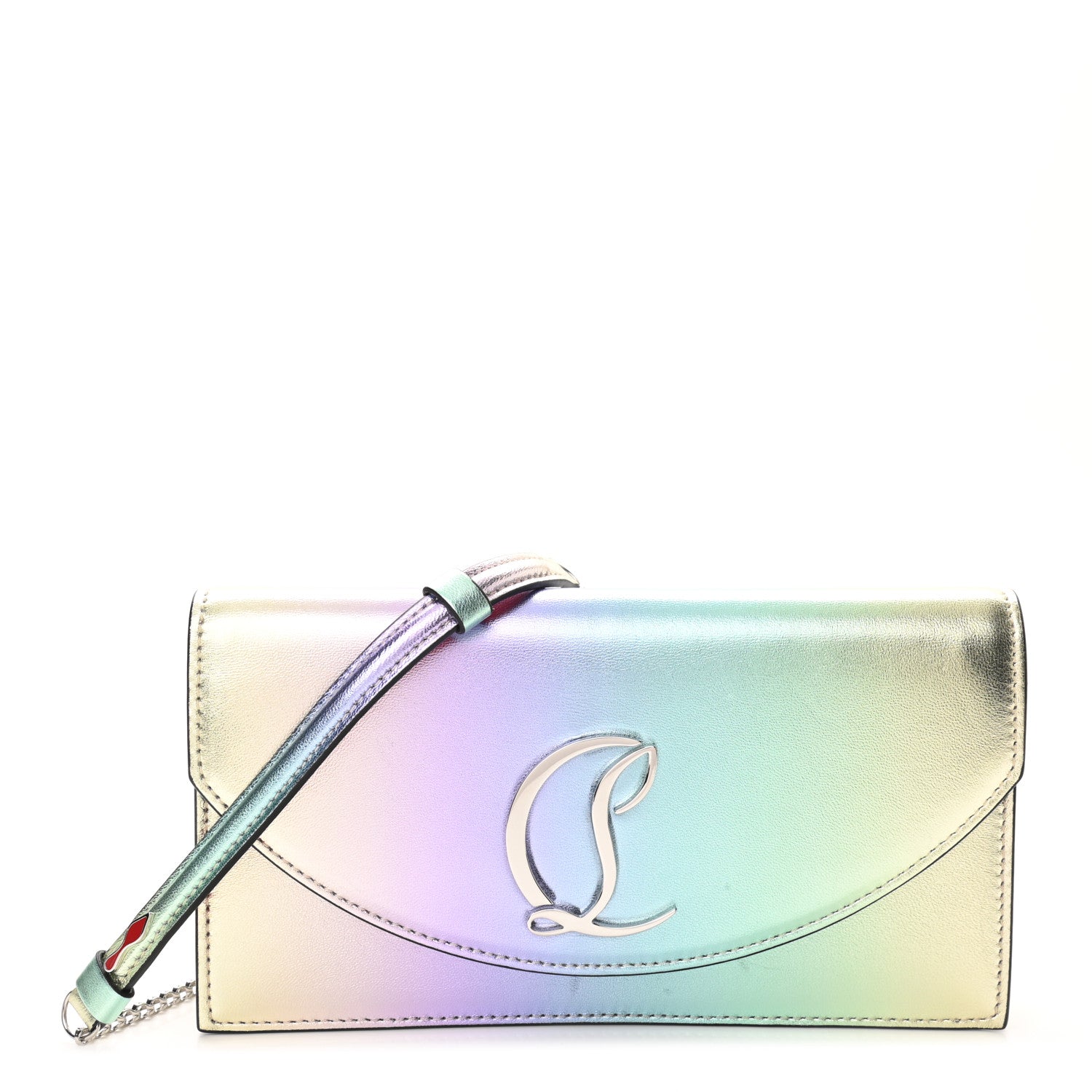 Christian Louboutin Iridescent Calfskin Loubi54 Crossbody Clutch Silver 1 of 11
