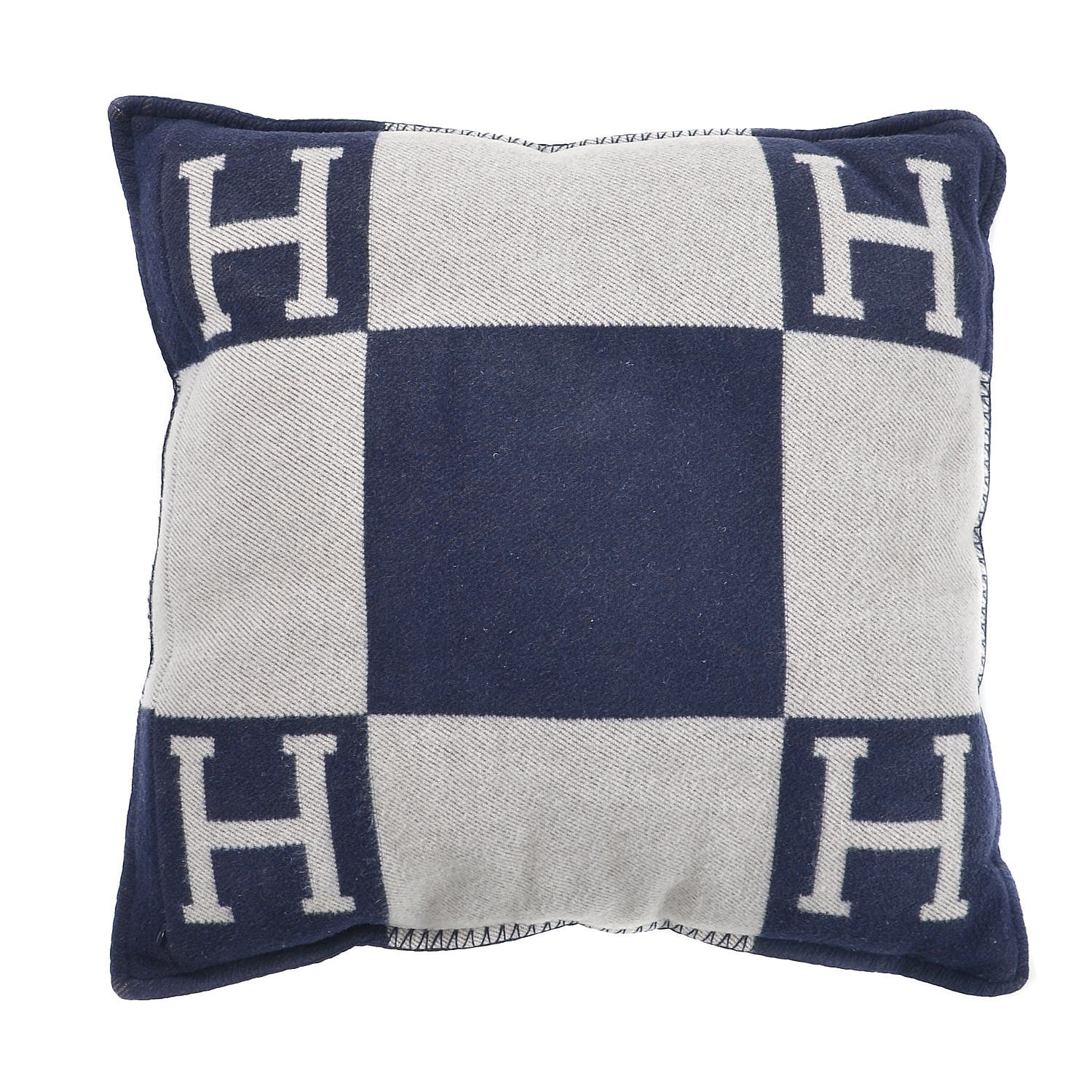 Hermes Wool Cashmere Avalon Pillow GM Ecru Gris Fonce 1 of 4