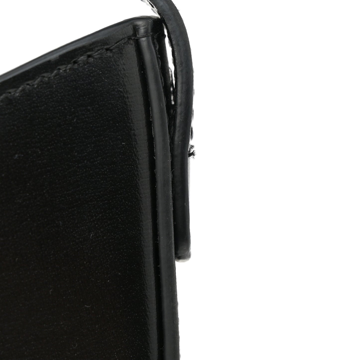 Shiny Calfskin Medium Croque Bag Black