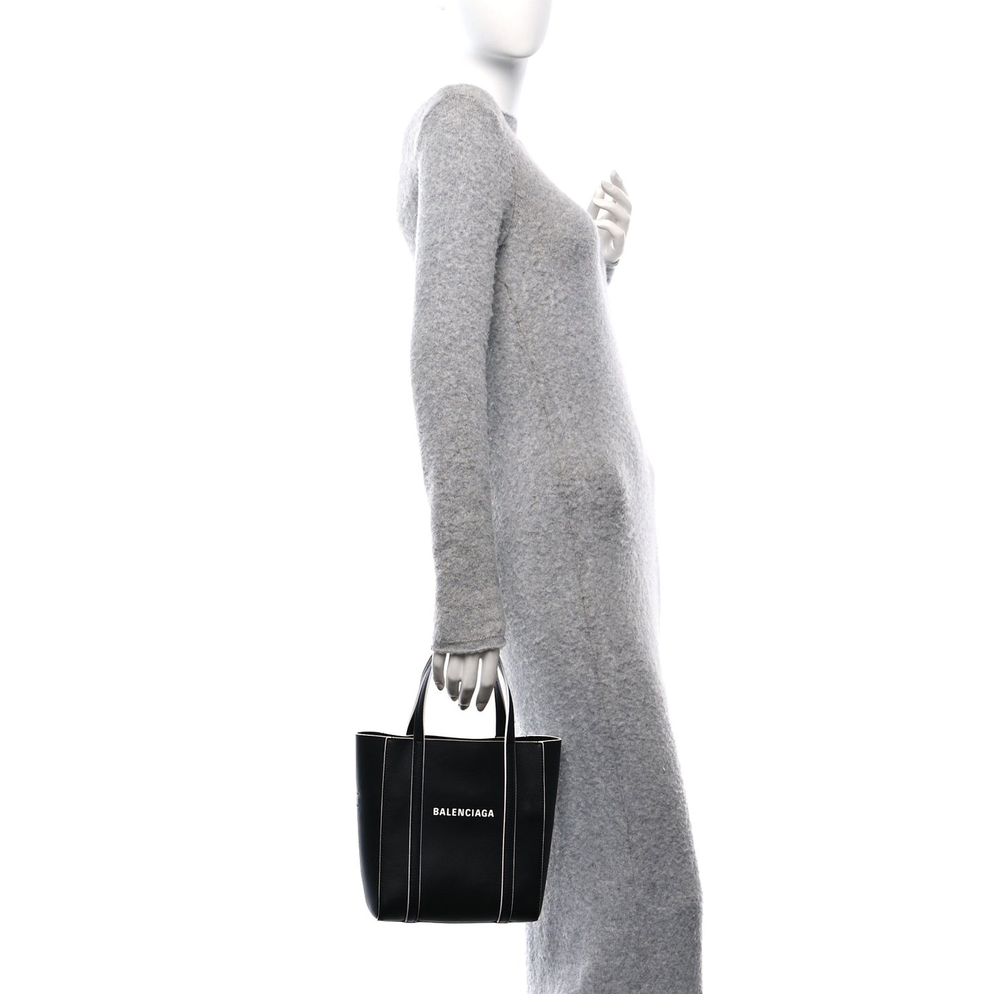 Smooth Calfskin Logo Double Sided XXS Everyday Tote Black White