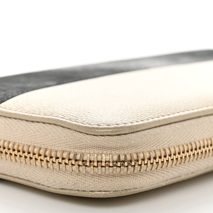 Chanel Caviar Iridescent Calfskin Long Duo Zip Around Wallet Light Gold Black 11 of 13