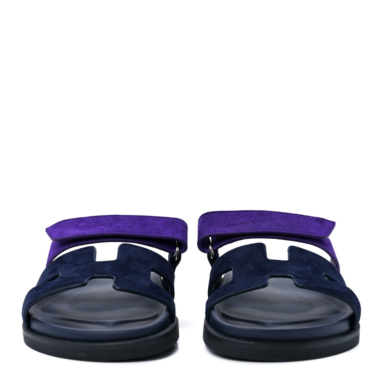 Hermes Suede Goatskin Womens Chypre Sandals 38.5 Marine Violet Majorette 2 of 10