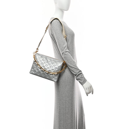 Louis Vuitton Lambskin Embossed Monogram Coussin PM Silver 2 of 9