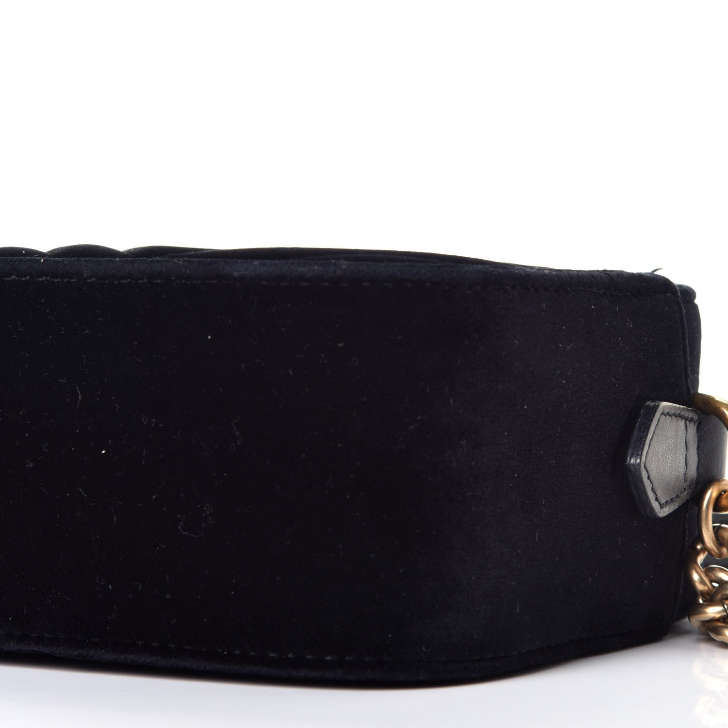 Gucci Velvet Matelasse Small GG Marmont Chain Shoulder Bag Black 9 of 10