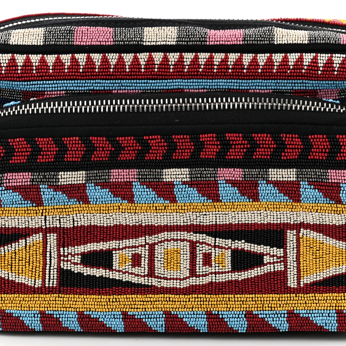 Pebbled Calfskin Beaded Rockstud Belt Bag Burgundy Multicolor