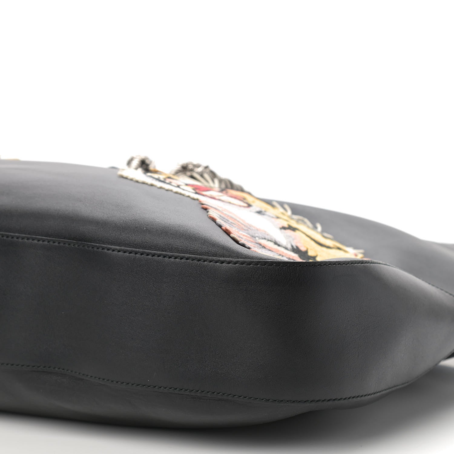 Gucci Calfskin Web Tiger Embroidered Extra Large Dionysus Hobo Black 10 of 15