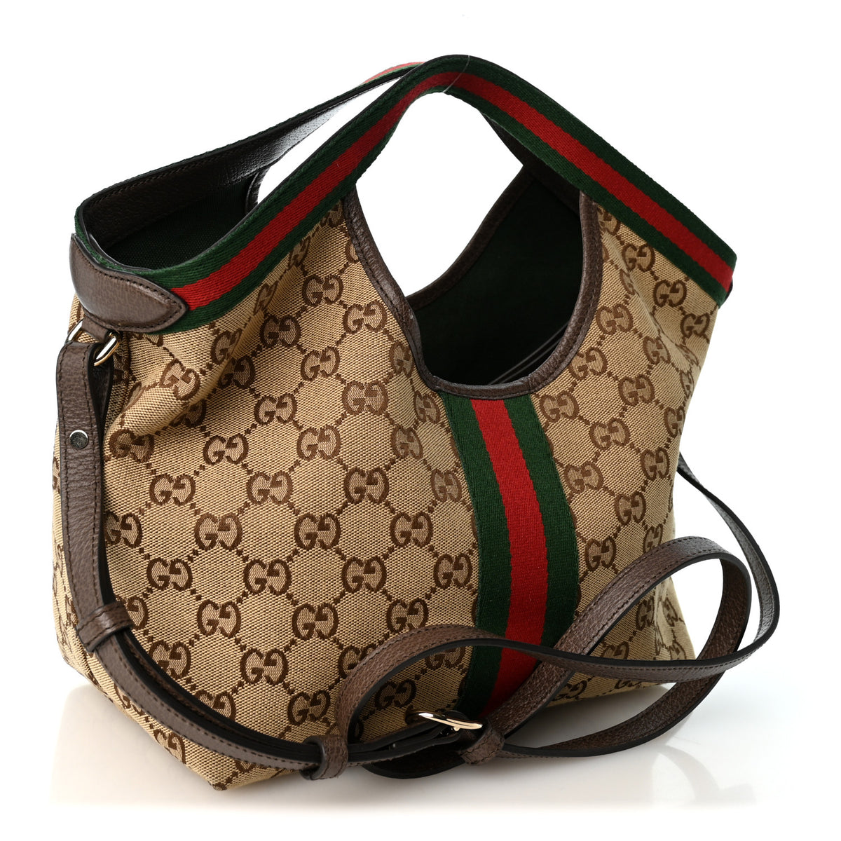 Monogram Web Small Giglio Tote Beige Dark Brown