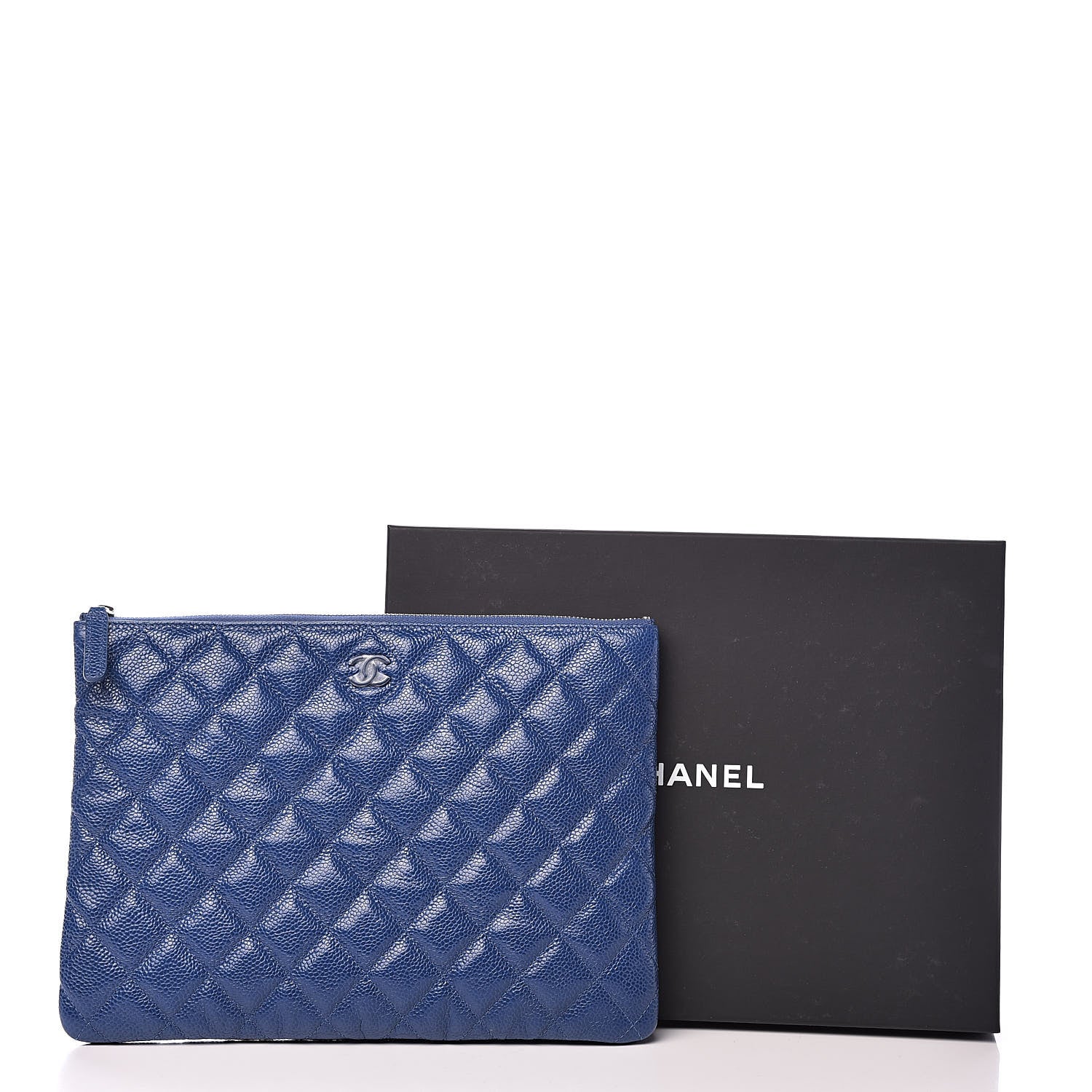 Chanel Caviar Quilted Medium Cosmetic Case Blue 7 of 7