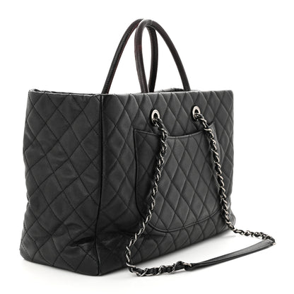 Chanel Caviar Lizard Quilted Large Coco Handle Shopping Tote Black 3 of 15