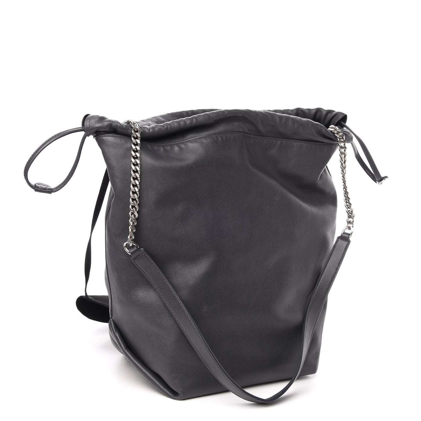 Lambskin Teddy Drawstring Bag Grey