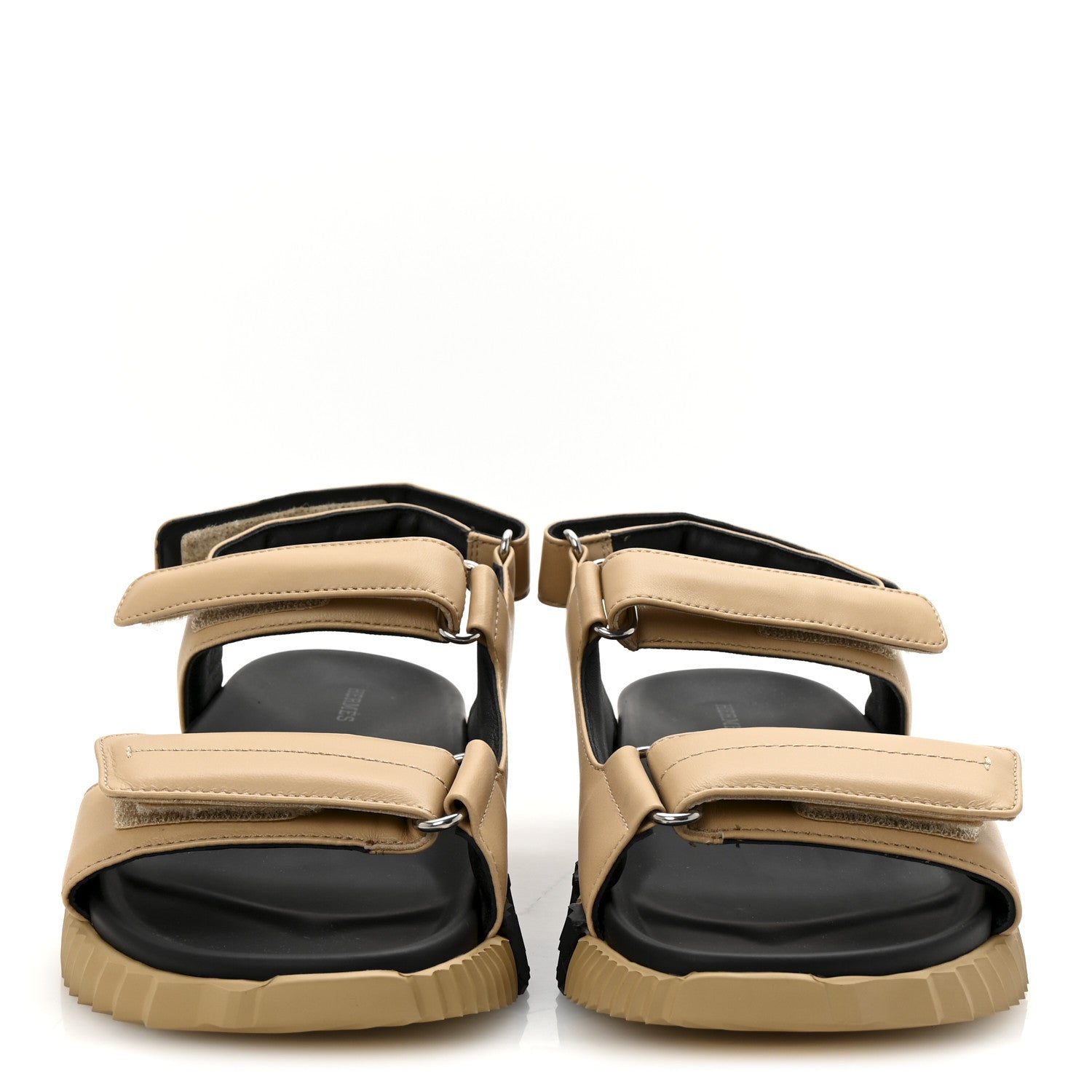 Hermes Lambskin Junior Womens Sandals 39 Beige Black 3 of 9