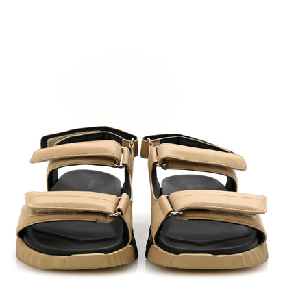 Hermes Lambskin Junior Womens Sandals 39 Beige Black 3 of 9