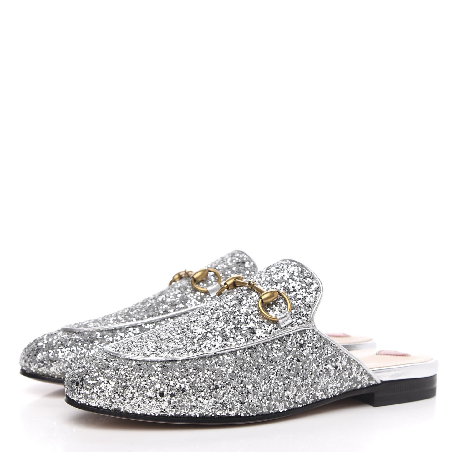 Glitter Womens Princetown Slippers 35 Silver