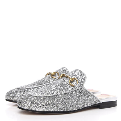 Gucci Glitter Womens Princetown Slippers 35 Silver 3 of 8