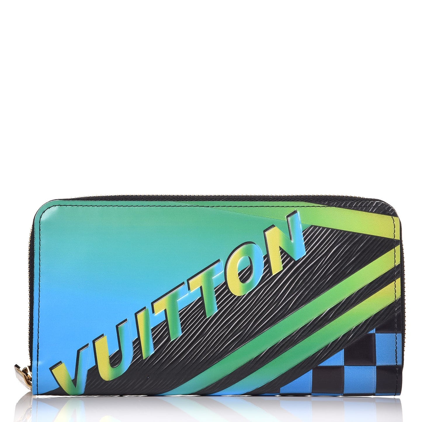 Epi Damier Race Zippy Wallet Blue Vert