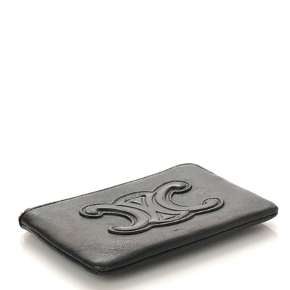 Celine Smooth Calfskin Cuir Triomphe Coin and Card Pouch With Hook Black 4 of 7