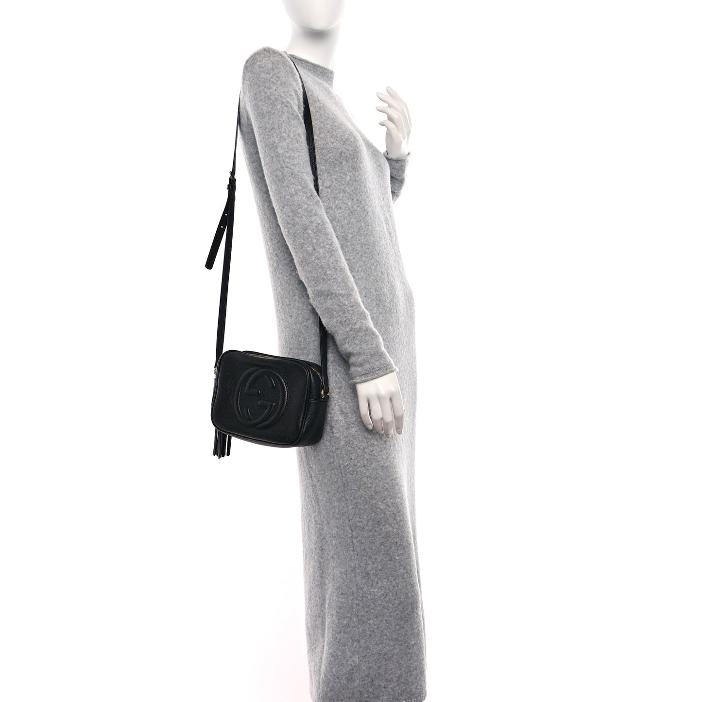 Pebbled Calfskin Small Soho Disco Bag Black