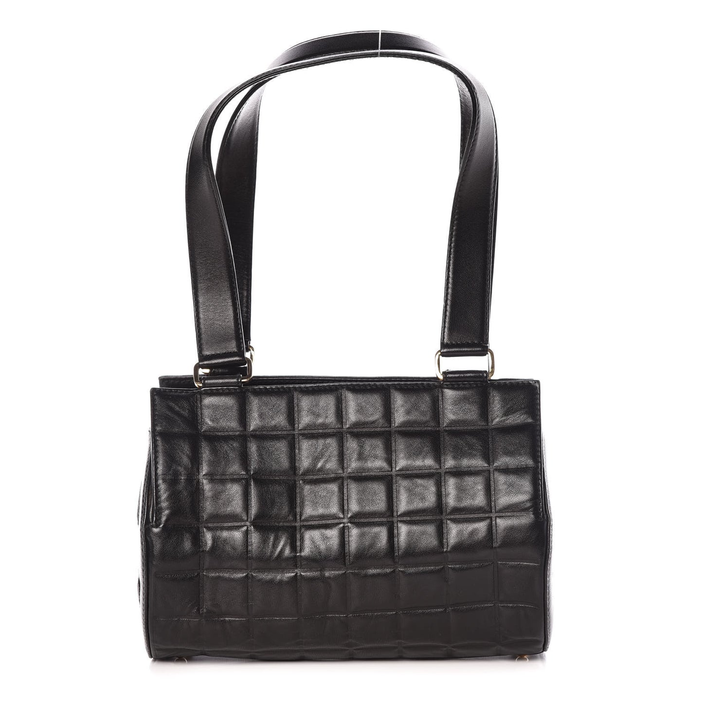 Lambskin Chocolate Bar Quilted CC Shoulder Bag Black