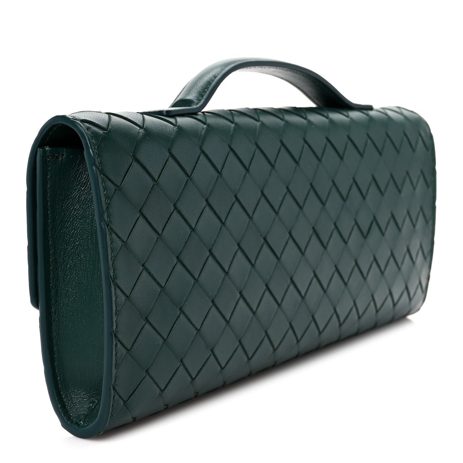 Bottega Veneta Nappa Intrecciato Long Andiamo Top Handle Clutch Emerald Green 3 of 11