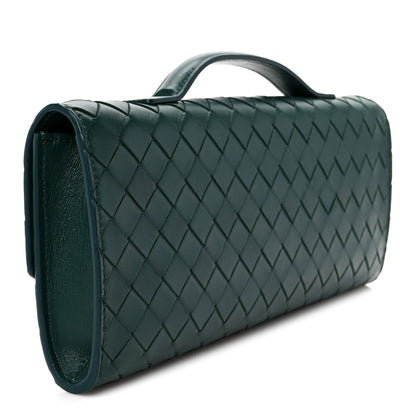 Bottega Veneta Nappa Intrecciato Long Andiamo Top Handle Clutch Emerald Green 3 of 11