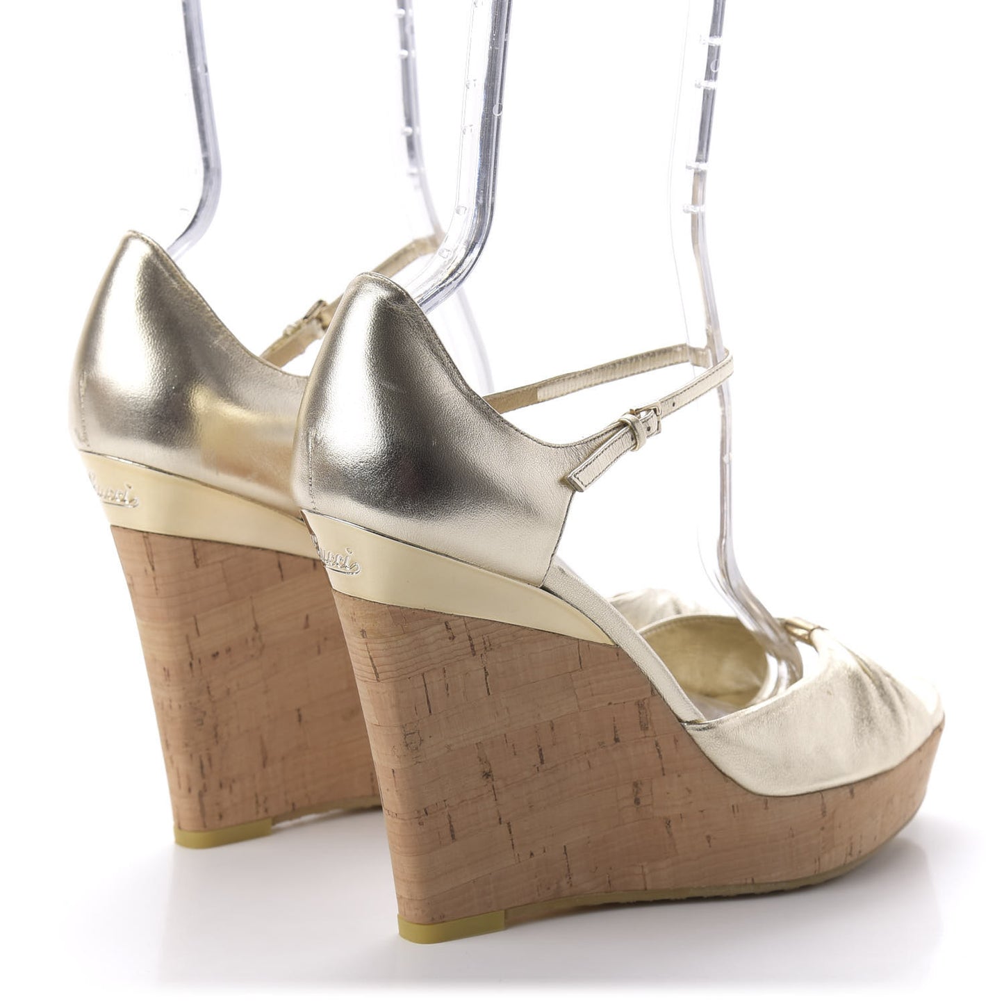 Cork Nappa Wedge Sandals 10 Gold