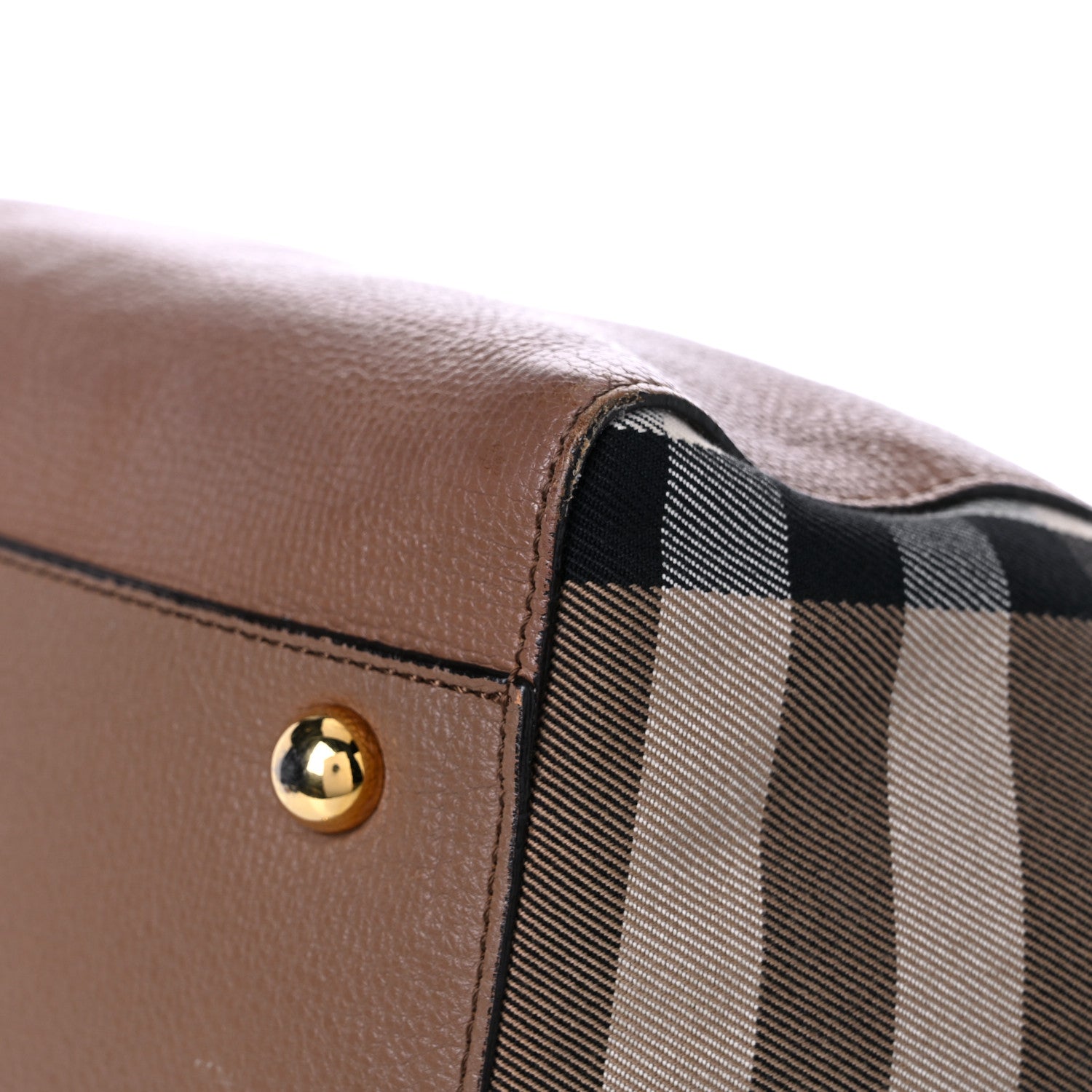 Burberry Grainy Calfskin House Check Small Canterbury Tote Tan 11 of 30