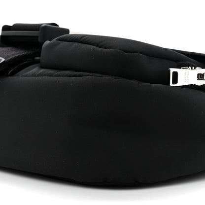 Prada Re-Nylon Spazzolato Double Pocket Buckle Shoulder Bag Black 6 of 7